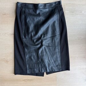 Ann Taylor Black Leather Panel Pencil Skirt